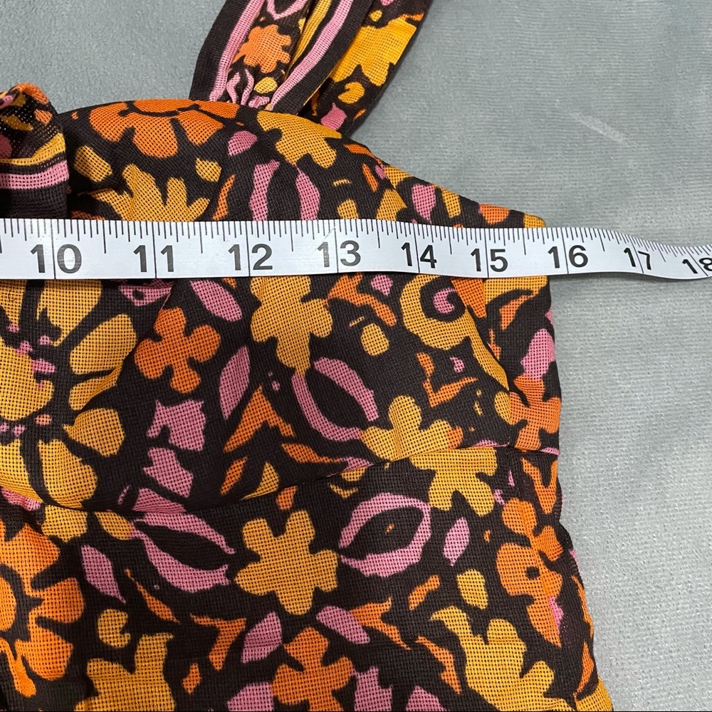 Trina Turk Brown Retro Floral Dress EUC Size 6 - Picture 2 of 6